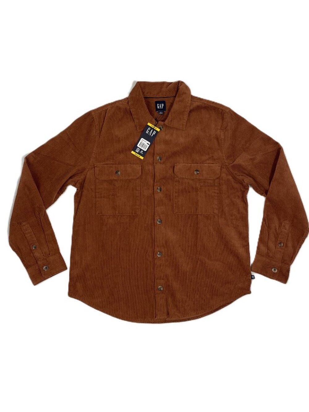 Gap Corduroy Shirt Men Med Burnt Orange Rust Long Sleeve 100% Cotton Shacket NWT